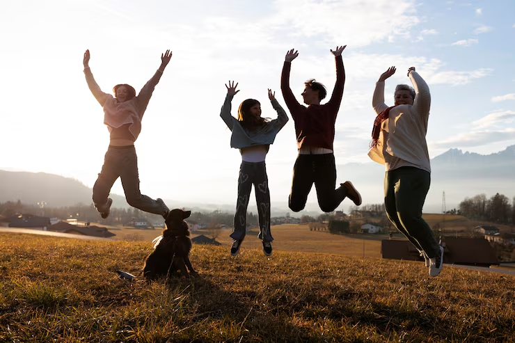 people jumping outdoor