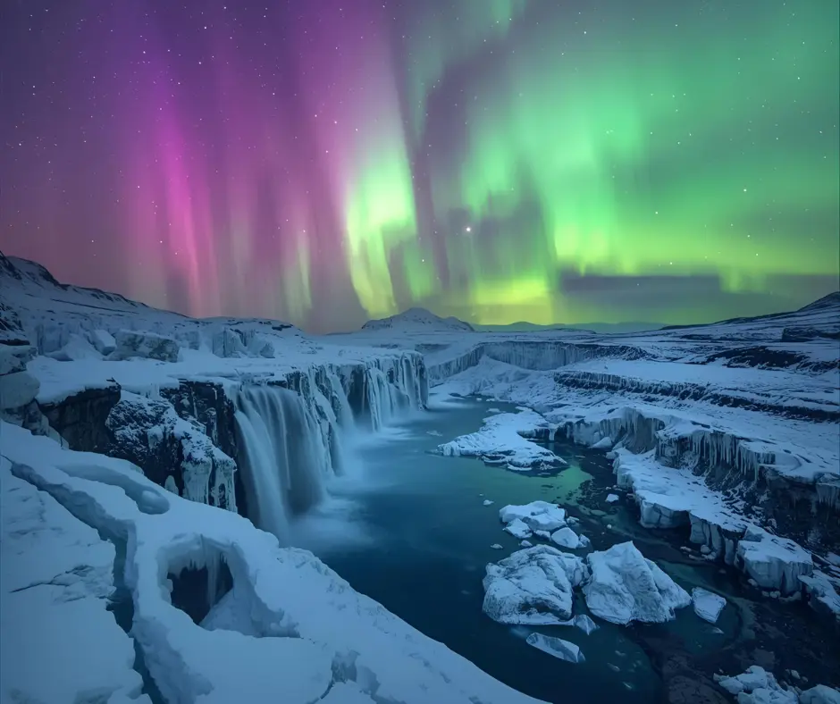Northern lights above a dramatic landscape Northern lights above a dramatic landscape